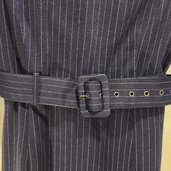 Gretchen Scott Designs Navy Pinstripe Dress Size M - Picture 2 of 10